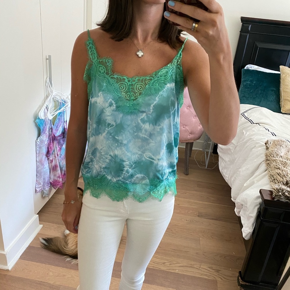 Silk and lace tie dye top